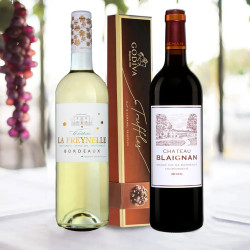 French Red and White Wine & Godiva Gift Box