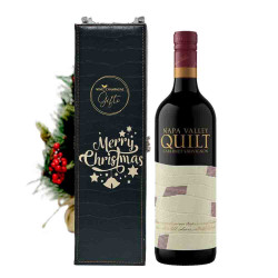 Personalized Quilt Cabernet Sauvignon Christmas Wine Gift Box