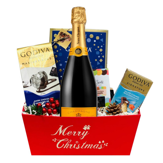 Christmas Gift Basket With Veuve Clicquot Champagne Christmas Gift Basket With Veuve Clicquot Champagne