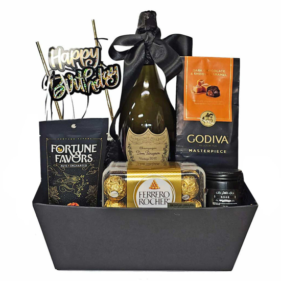 Dom Perignon Champagne with Birthday Gift Basket Dom Perignon Champagne with Birthday Gift Basket