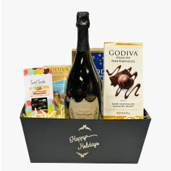 Happy Holidays Dom Perignon Champagne Gift Basket Happy Holidays Dom Perignon Champagne Gift Basket