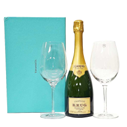 Krug Grande Cuvee and Tiffany Crystal Glasses Krug Grande Cuvee and Tiffany Crystal Glasses