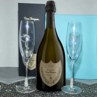 Tiffany Toasting Flutes & Dom Perignon Champagne Gift Set Tiffany Toasting Flutes & Dom Perignon Champagne Gift Set