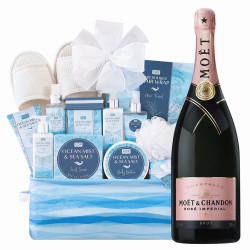 Moet and Chandon Imperial Rosé Burt Champagne And Spa Gift Basket