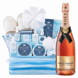 Moet & Chandon Nectar Imperial Rose Champagne and Spa Gift Basket