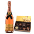Moet & Chandon Nectar Imperial Rose Champagne & Godiva Chocolates Gift Box