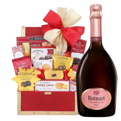 Ruinart Rosé Champagne And Golden Gift Basket Ruinart Rosé Champagne And Golden Gift Basket