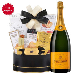Veuve Clicquot Magnum Champagne with Black & Gold Celebration Gift Basket