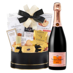 Veuve Clicquot Rose With Black & Golden Celebration Gift Basket