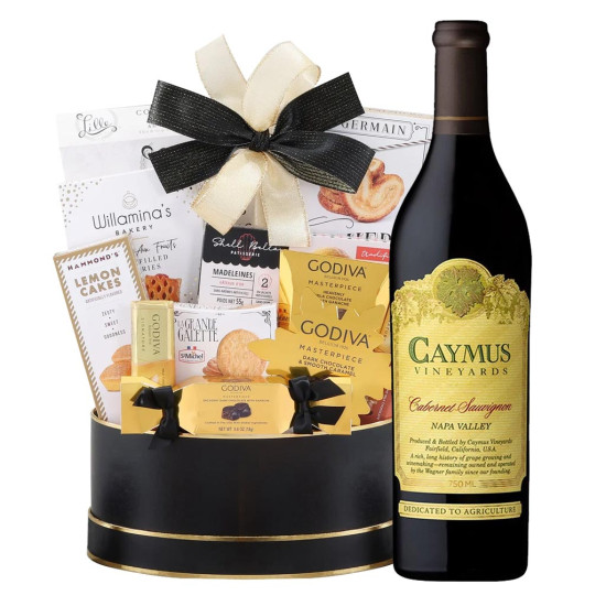 Caymus Cabernet Sauvignon Wine and Godiva Celebration Chocolate Gift Basket Caymus Cabernet Sauvignon Wine and Godiva Celebration Chocolate Gift Basket