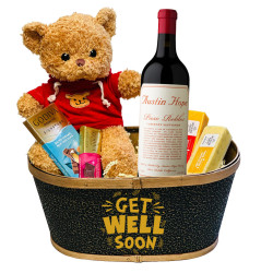 Austin Hope Cabernet Get Well Soon Gift Basket with Teddy Bear Austin Hope Cabernet Get Well Soon Gift Basket with Teddy Bear