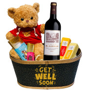 Château Blaignan Bordeaux Get Well Soon Gift Basket with Teddy Bear Château Blaignan Bordeaux Get Well Soon Gift Basket with Teddy Bear