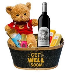 Silver Oak Cabernet Get Well Soon Gift Basket with Teddy Bear Silver Oak Cabernet Get Well Soon Gift Basket with Teddy Bear