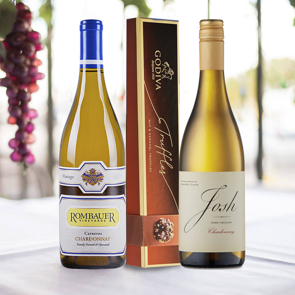 Chardonnay Gift Set - Josh Cellars, Rombauer, Godiva Chocolate Box